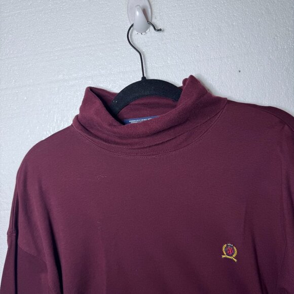 Vintage 90s Tommy Hilfiger Mens Size XL Red Crest Logo Turtleneck Sweater Preppy - Picture 4 of 8